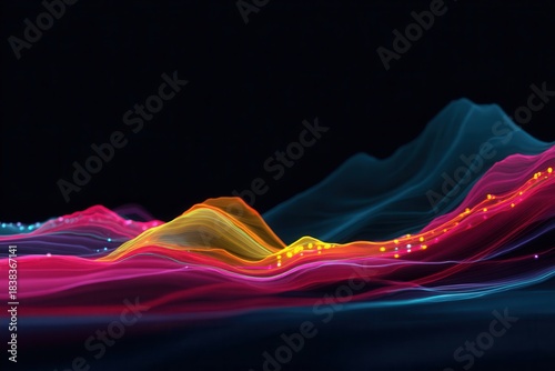Abstract Visualization of AI Algorithm in Low Resolution with Vibrant Color Waves