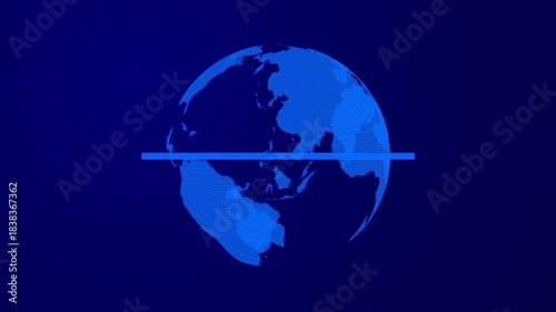 Digital globe with belt rotating on blue background