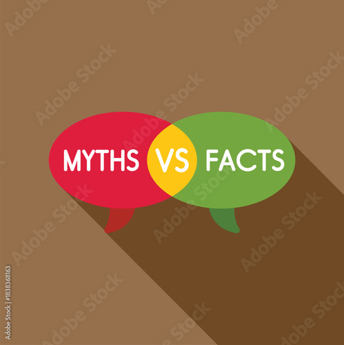Speech bubbles showing myths versus facts in a venn diagram comparing different information