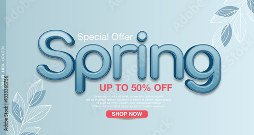 Spring design social post template with editable text effect