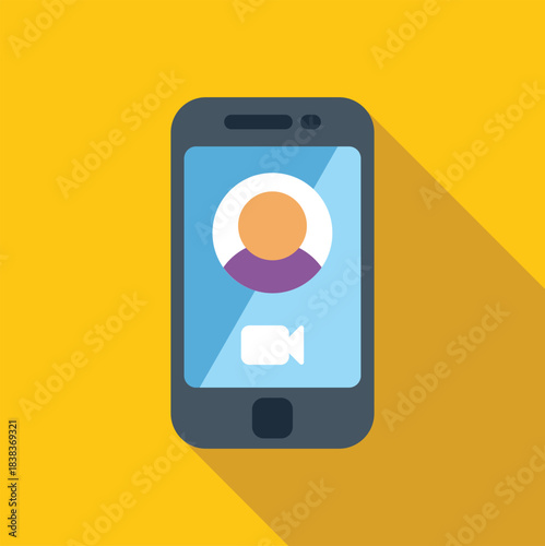 Smartphone displaying video call interface with user avatar and camera icon