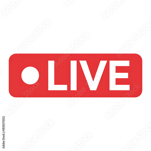 Live stream red button icon, broadcasting sign, online button symbol isolated on transparent background