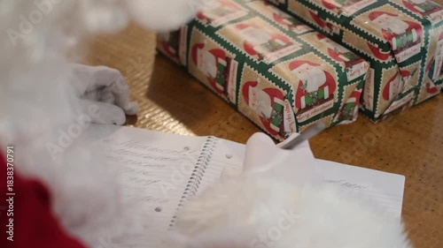 Santa claus writing his naughty and nice list