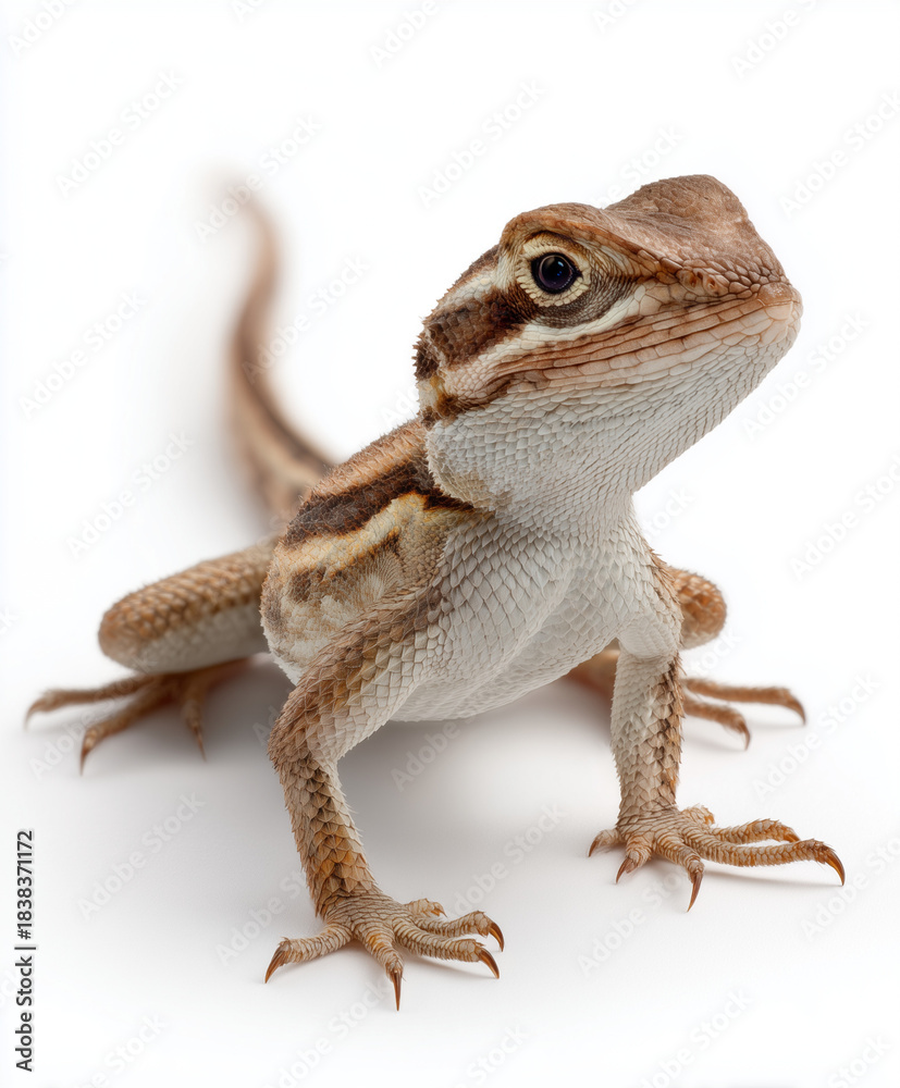 Obraz premium Lizard with detailed scales isolated on white background.