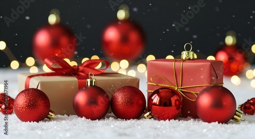 christmas background with gift boxes and decorations