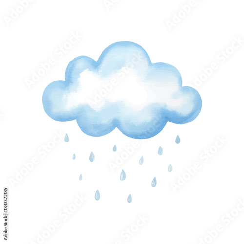 Dreamy nursery rain cloud artwork for playful kids celebrations. Blue rainy sky clipart for children’s birthday decor.