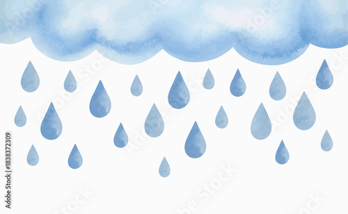 Dreamy nursery rain cloud artwork for playful kids celebrations. Blue rainy sky clipart for children’s birthday decor.