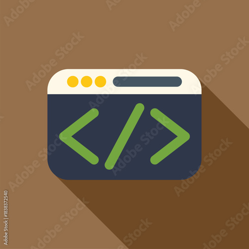 Browser window icon displaying code tags, representing programming and web development concepts