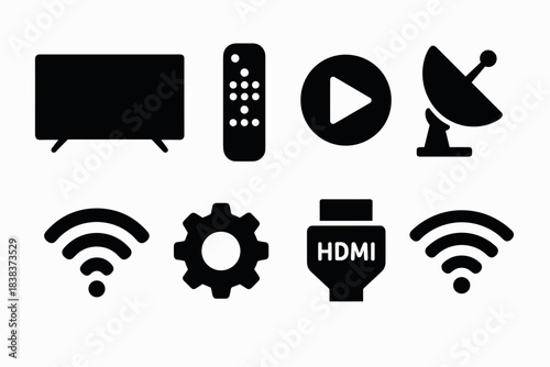 Modern device icons collection for technology and media