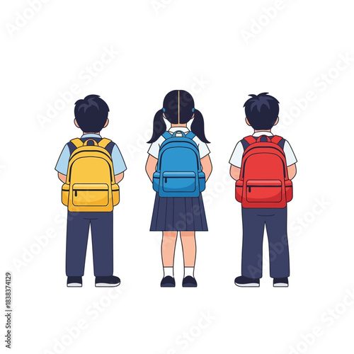 Back to school illustration with diverse students ready for education days adventure