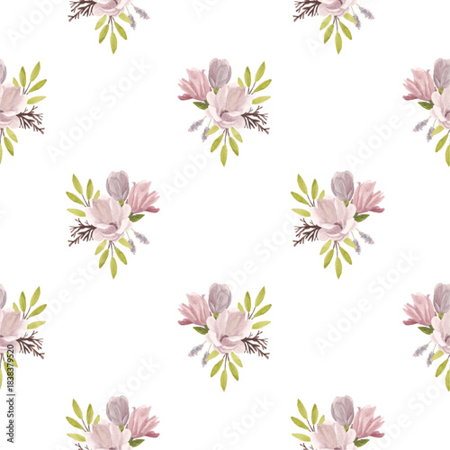 Romantic watercolor flower seamless pattern decoration