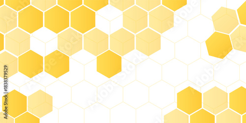 Beehive honeycomb with hexagon grid cells and bee cartoon background vector illustration.
