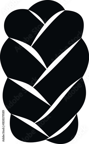 Braided bread loaf vector illustration in black and white