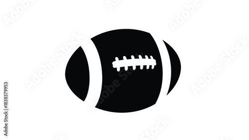 A simple black and white illustration of a classic american football