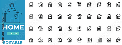 
Home  House Icons Set  Line Style Vector Home Illustration Pack