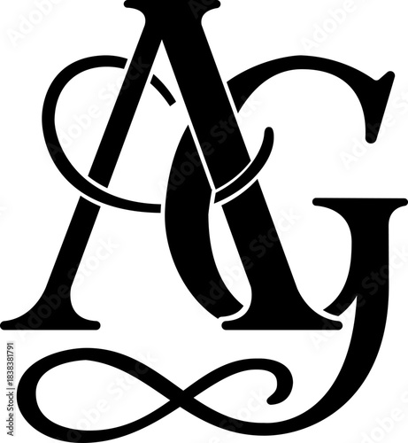 Elegant monogram formed by the letters A and G