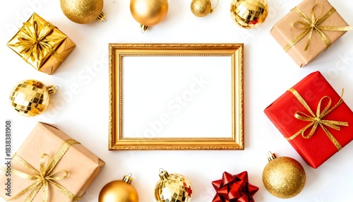 set of golden christmas decorations