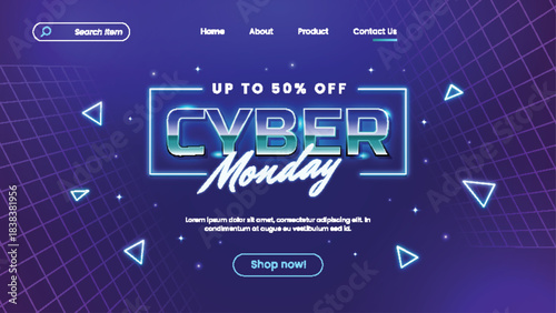 gradient cyber monday landing page design vector illustration