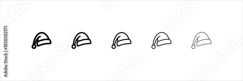 Santa hat icon set, Santa Claus Christmas hat icon, editable stroke, flat design style isolated on white linear pictogram, button, vector, sign, symbol, logo, illustration, eps10.