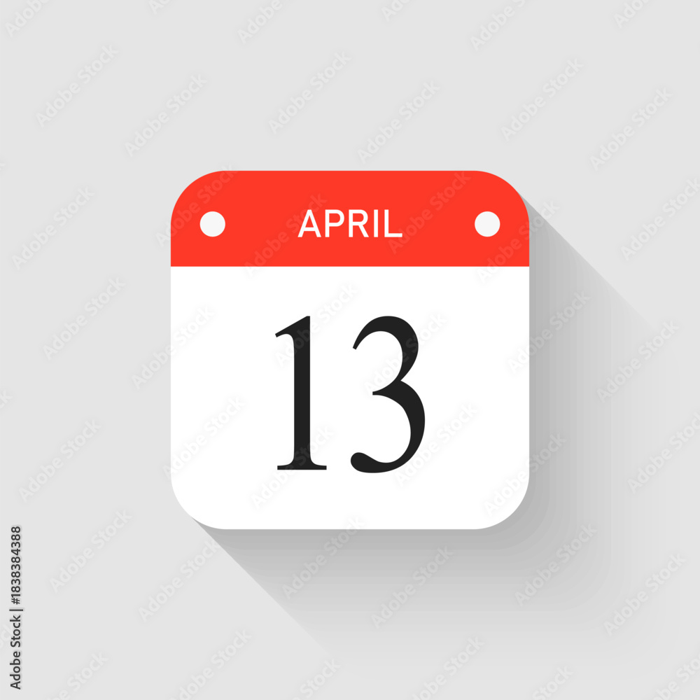 Fototapeta premium Vector icon page day calendar - 13 April month