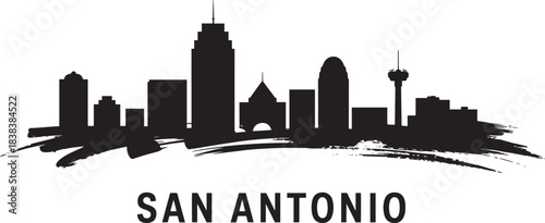 Schilderij op canvas San antonio skyline brush stroke silhouette panorama template grunge city banner