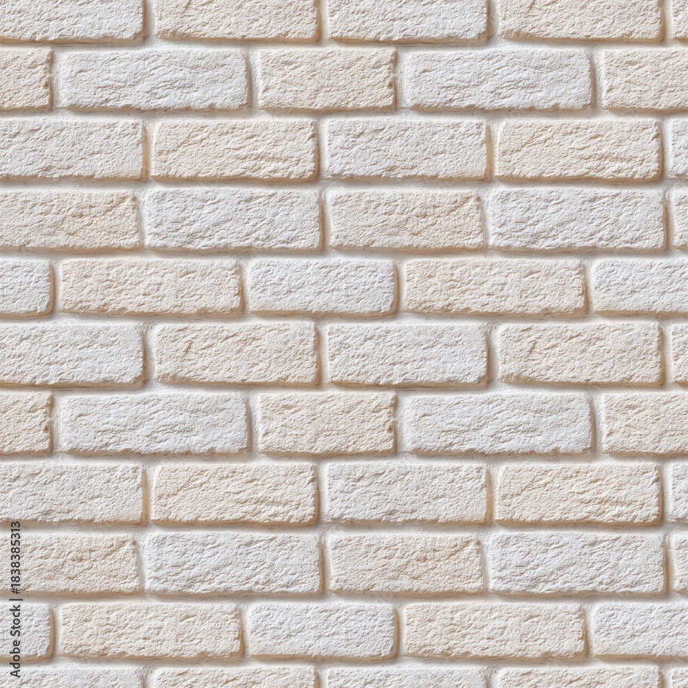 Obraz premium White Textured Brick Wall Background Design, seamless pattern, endless repeatable rapport element