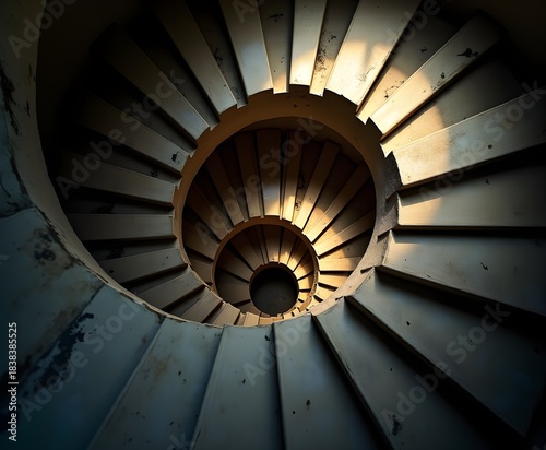 Spiral Staircase Architectural Detail with Dramatic Shadows