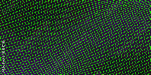 Abstract background with a glowing green grid over a dark purple surface