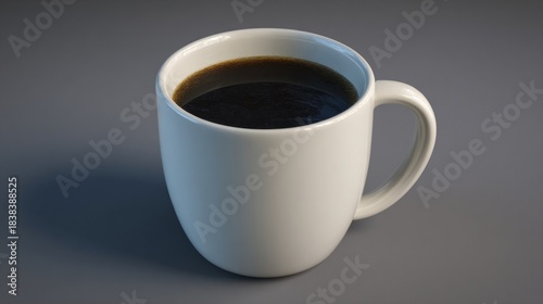 Wallpaper Mural Close-up of a white ceramic mug filled with dark coffee, set against a gray background Torontodigital.ca