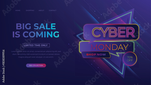 gradient cyber monday landing page design vector illustration