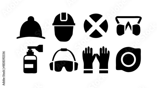 Minimal Icons Representing Job Safety for Work Environments