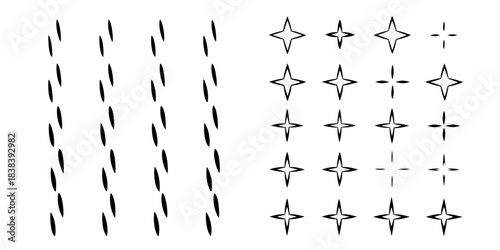 Abstract black lines and diamond shapes arranged in vertical columns minimalist design