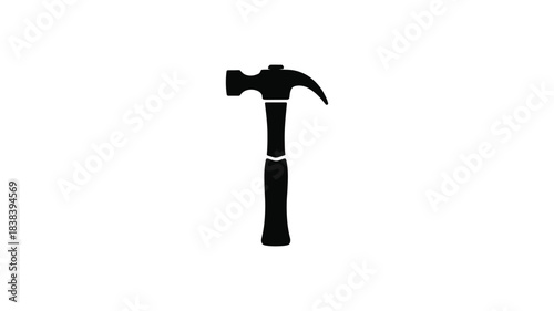 Black silhouette of a claw hammer tool on a white background