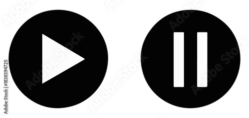 play pause media player icon set