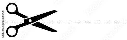 scissor cut dashed line icon design