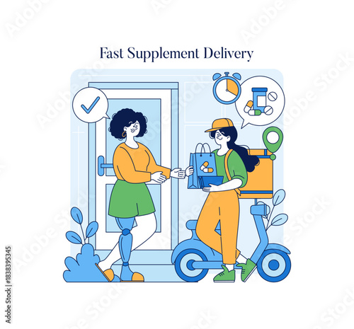 Fast Supplement Delivery Exchange Vector Illustration