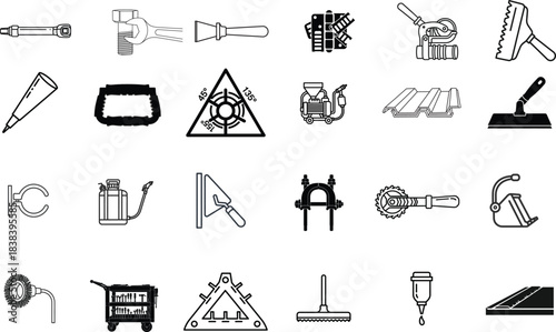 Collection of Various Construction and DIY Tools Icons for Home Improvement and Renovation Projects