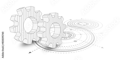 Technological white background. New technologies. Gears. Engineering industry. Vector illustration .