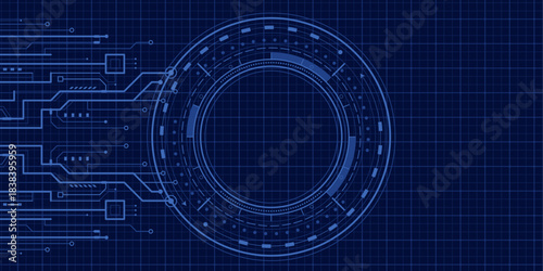 Hud Futuristic .Electronic interface of the future . Fantastic circle . Vector illustration .