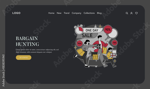 Shopping Frenzy During Mega Sale Vector Illustration