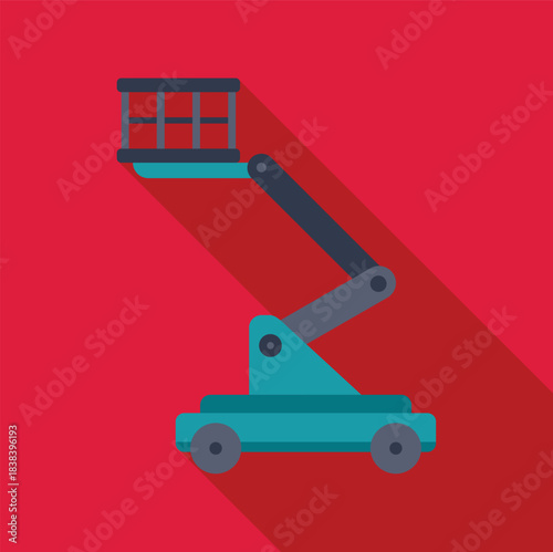 Aerial working platform lifting equipment for construction or maintenance showing long shadow