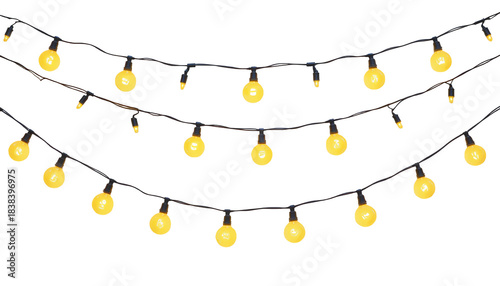 Curved Light Bulb Strands Illustration on Transparent Background