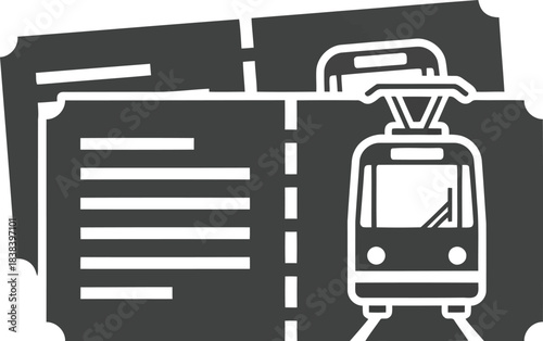 Modern tram ticket icon transportation travel journey public transit symbol graphic vector
