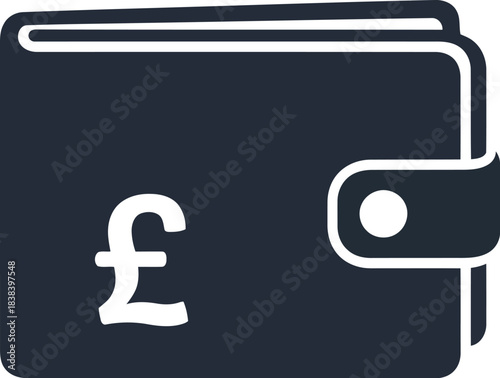 Modern dark wallet with prominent british pound symbol representing finance and money management financial transactions vector