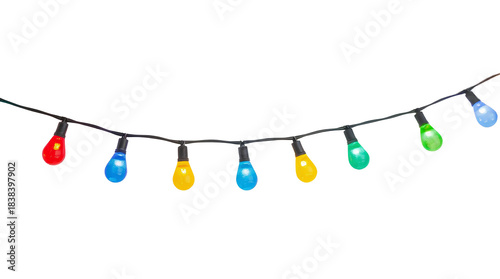 Colorful Christmas Light String Illustration on transparent Background