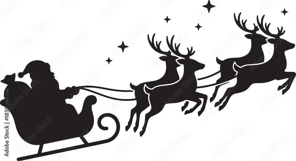 Fototapeta premium Christmas deer silhouette vector illustration featuring reindeer and deer