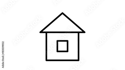 Simple House Icon: A minimalist, clean-lined depiction of a house, symbolizing home, shelter, and the concept of dwelling. 