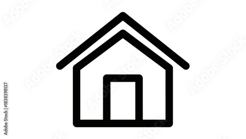 Home Symbol: A minimalist representation of a house, showcasing the simple silhouette of a residential dwelling, ideal for concepts related to real estate, housing, and the idea of home.