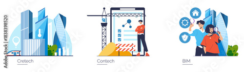 Construction and Real Estate Technology Vector Illustration