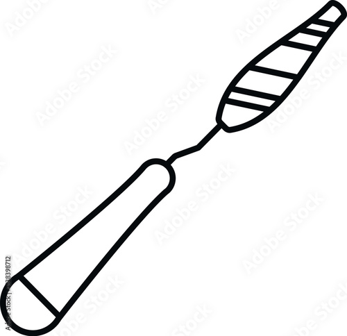 Palette knife icon representing art and creativity as a simple line drawing